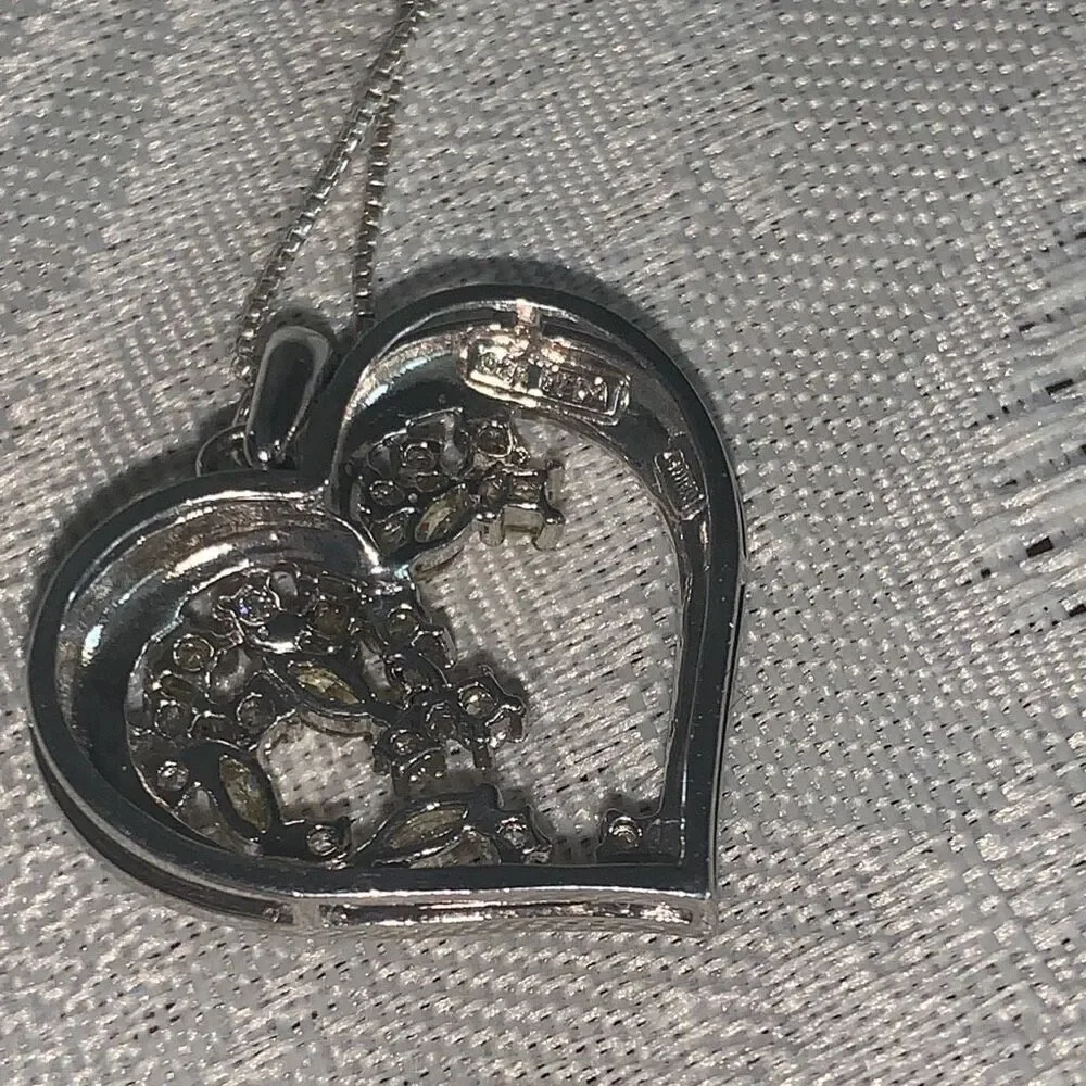 Sterling Silver 925 Heart Pendant Necklace Italy 18”‎